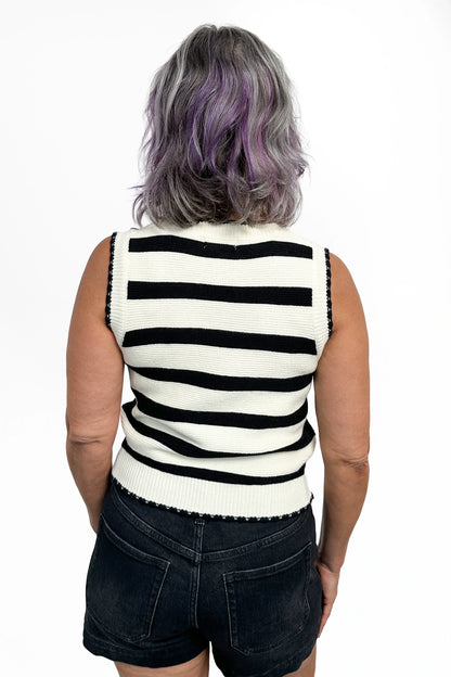 Women's Bold Striped Knit Sweater Vest by Ava Lane
