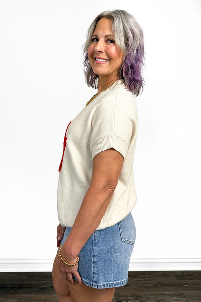 Women's Bold Star Knit Short Sleeve Sweater by Ava Lane