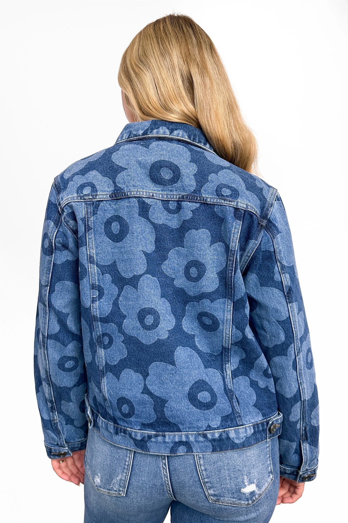 The Palmer Floral Medium Wash Denim Jacket