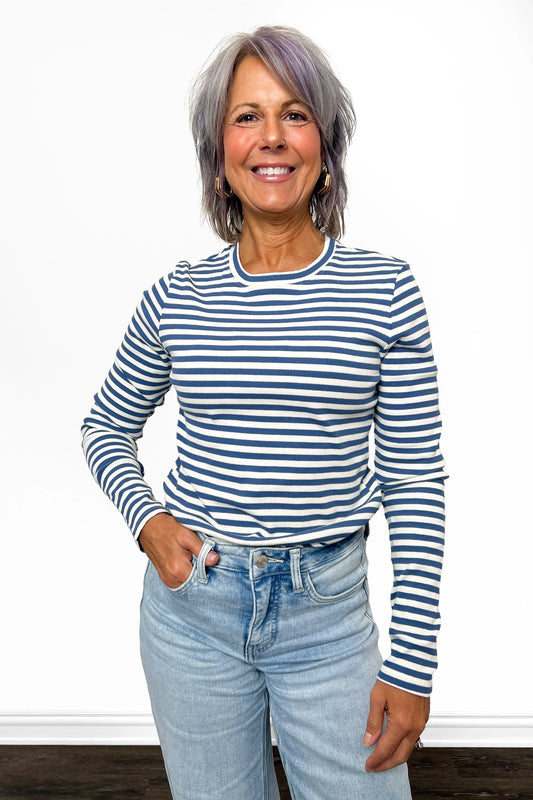 ALB Custom Women's Modern Ribbed Stripe Long Sleeve Top
