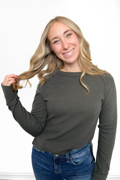 ALB Custom Women's Waffle Knit Hi-Lo Long Sleeve Top