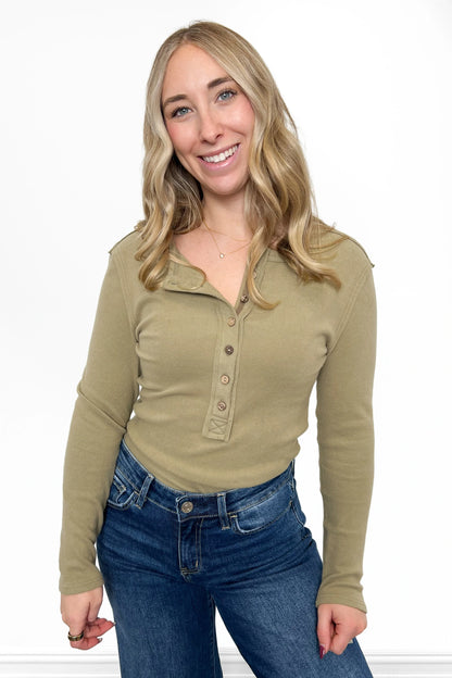ALB Custom Women’s Classic Ribbed Henley Top
