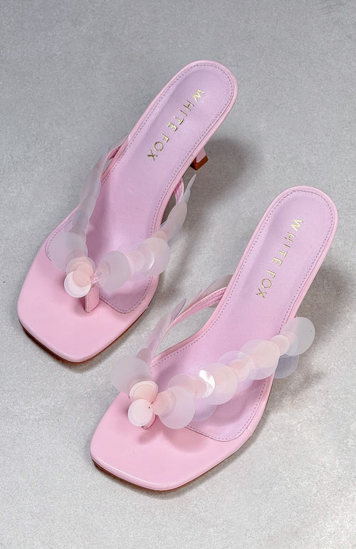 Imogen Sequin Mules Baby Pink