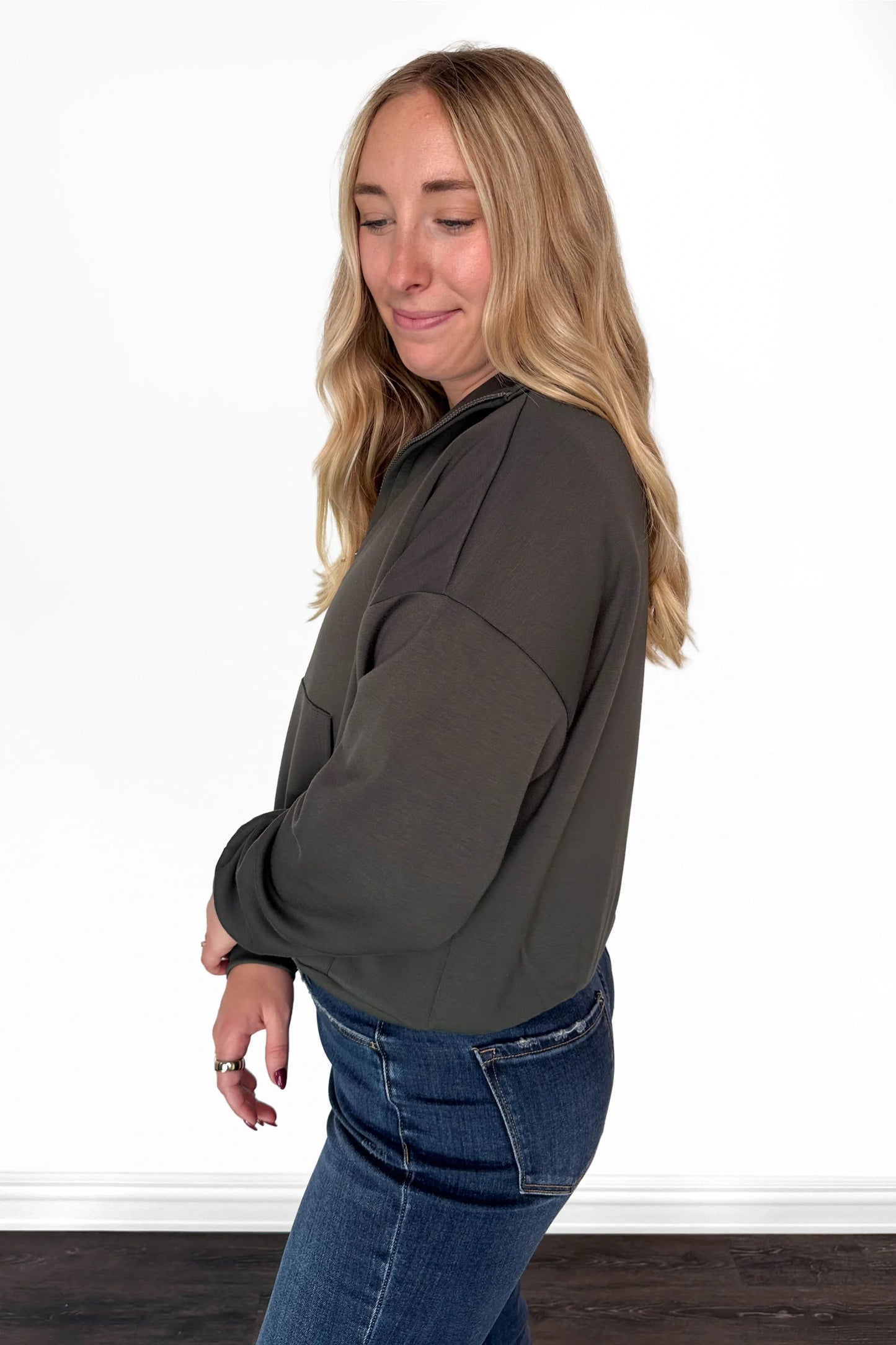 ALB Custom Women's Premium Quarter Zip Pouch Pocket Pullover