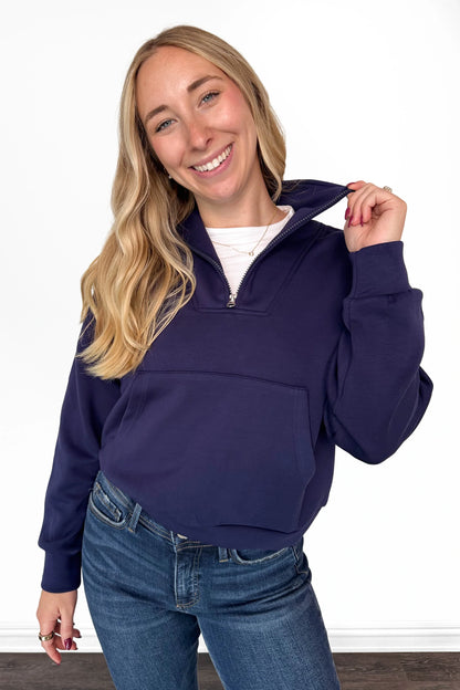 ALB Custom Women's Premium Quarter Zip Pouch Pocket Pullover