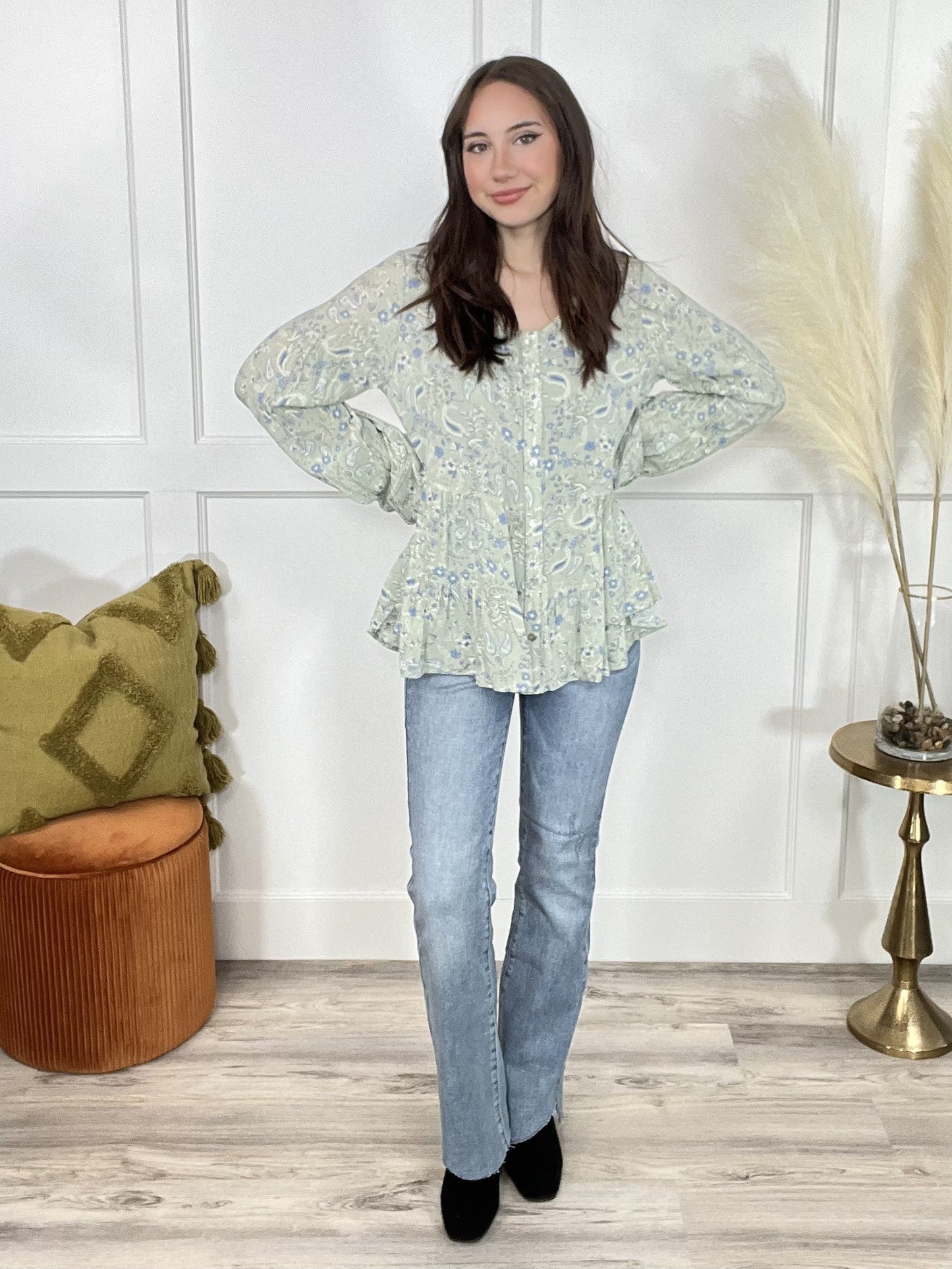 Music Is Life Women's Paisley Long Sleeve Top