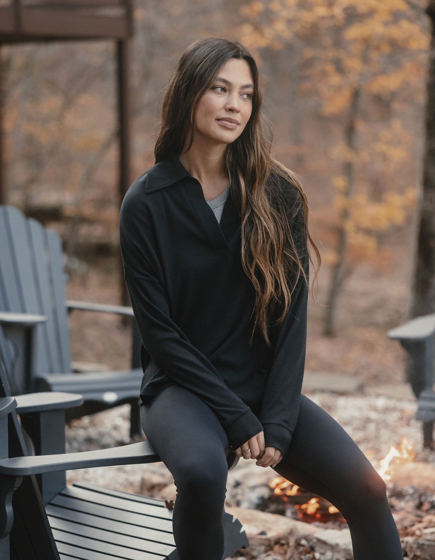 Puremeso Split Side Polo Top