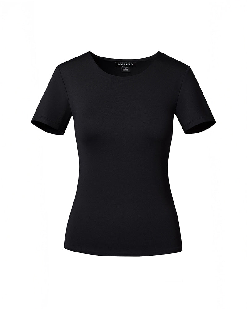 LAYER ZERO DOUBLE-LAYERED SMOOTHING NYLON SHORT SLEEVE TOP