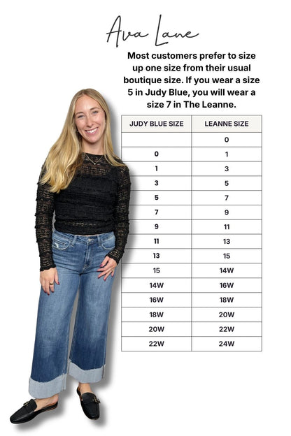 The Leanne High-Rise A Line Wide Leg Cuffed Denim