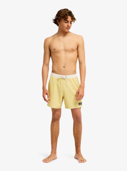 One Piece Solid 16" Elastic Waist Boardshorts - Pampas