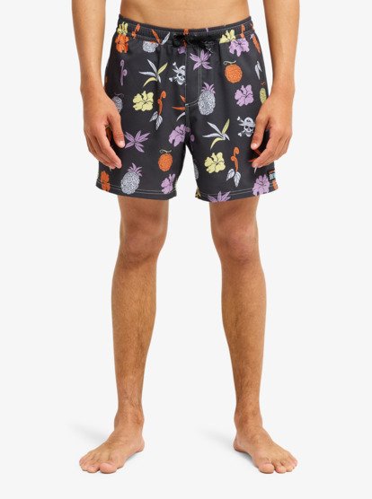 One Piece Printed 16" Elastic Waist Boardshorts - Phantom Opqs Gomu No Mi