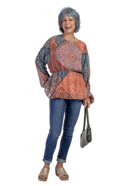 Women's Boho Long Balloon Sleeve Top