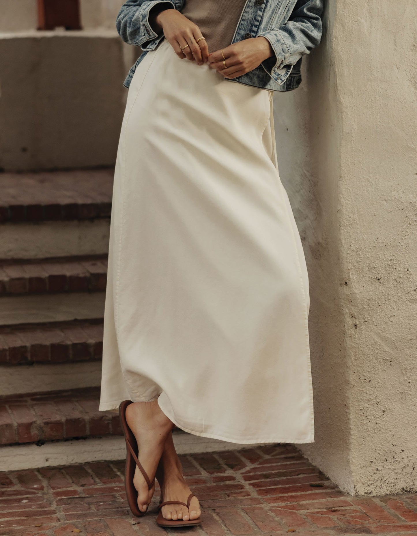 Sueded Costa Wrap Skirt in Ivory