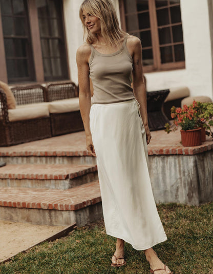 Sueded Costa Wrap Skirt in Ivory