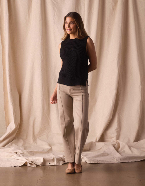 Adelaide Knit Hi-Neck Tank in Black