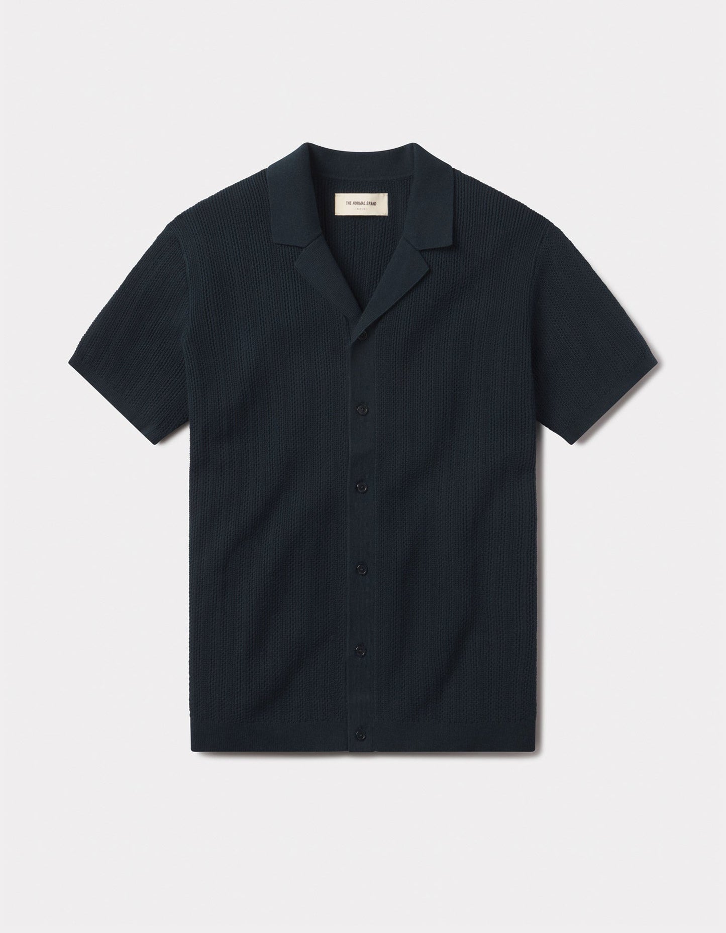 Robles Textured Knit Camp Button Up in Dark Oasis