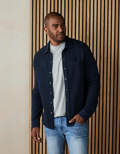 Loop Terry Button Up in Navy