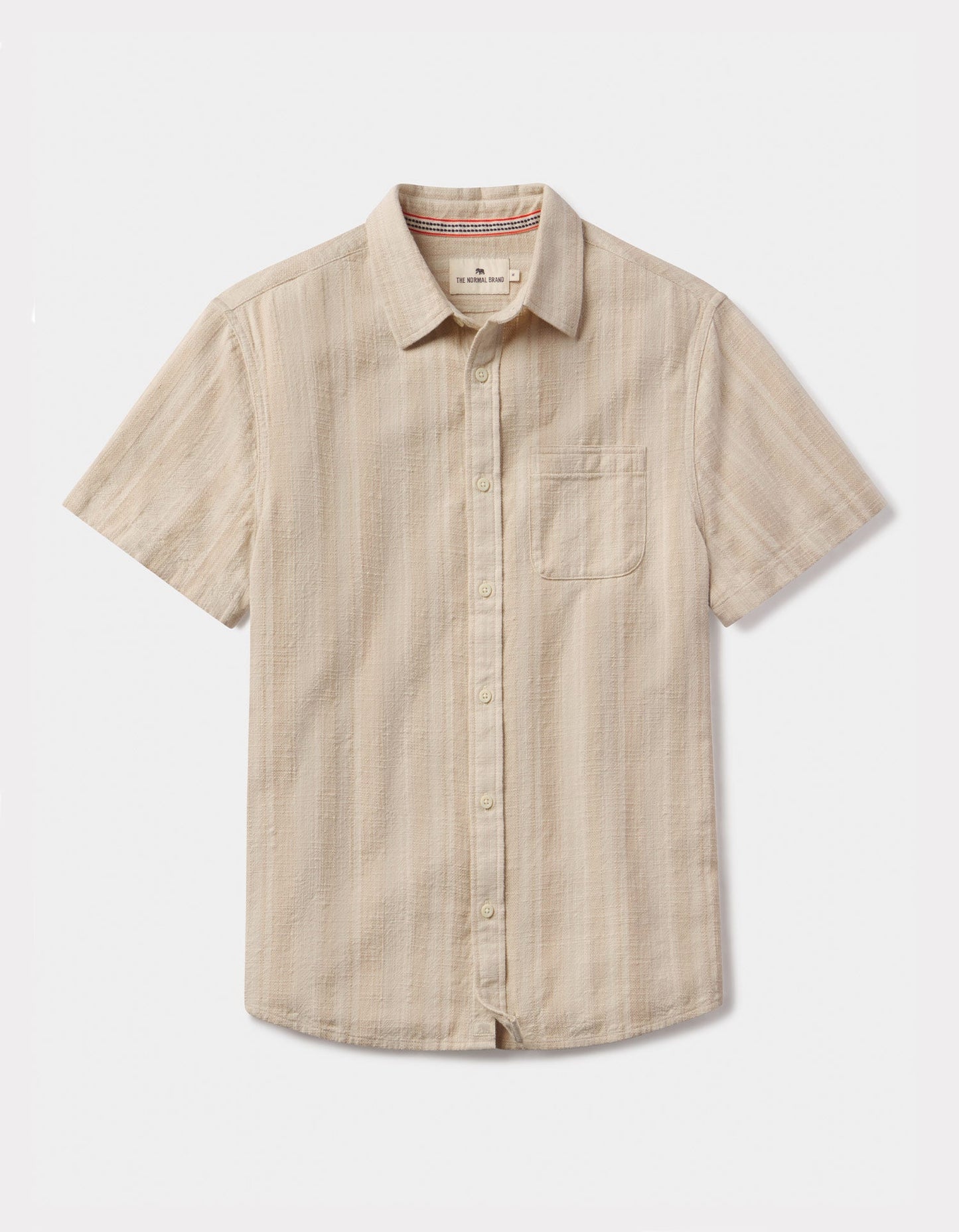 Freshwater Short Sleeve Button Up Shirt in Sandstone Stripe