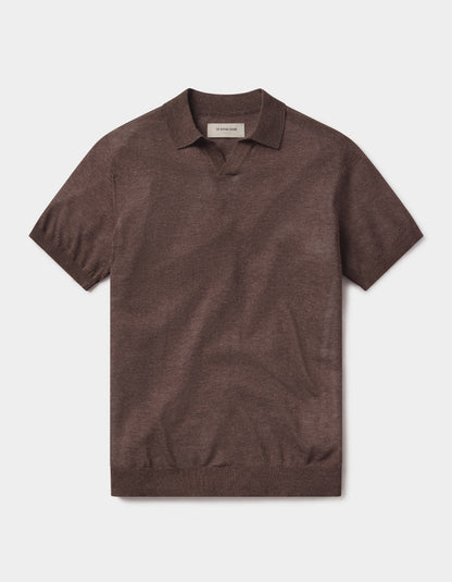 Summer Linen-Blend Polo in Espresso