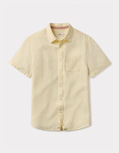 Freshwater Short Sleeve Button Up Shirt in Summer Yellow Check