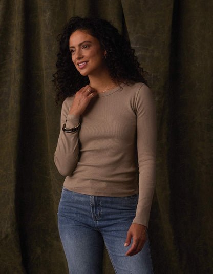 Normal Rib Long Sleeve Crewneck Tee