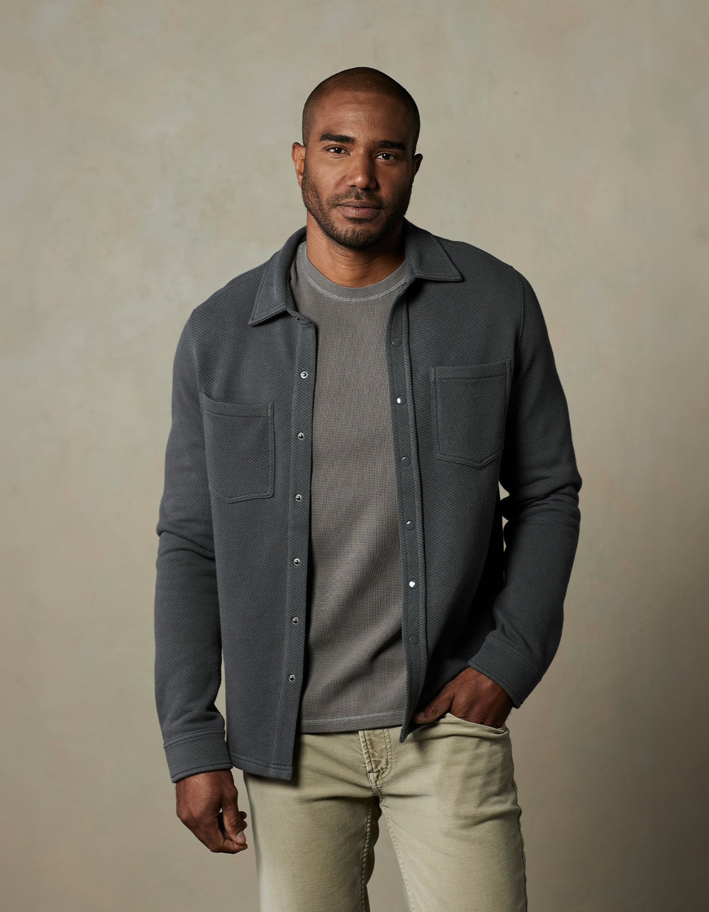 Loop Terry Button Up in Shadow