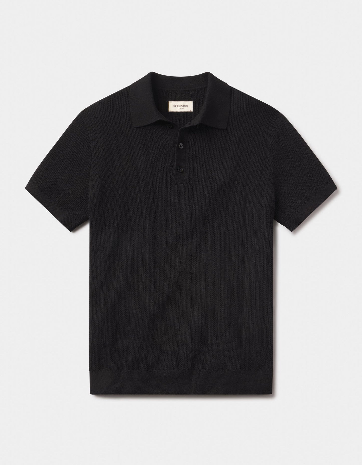 Robles Textured Knit Polo in Black