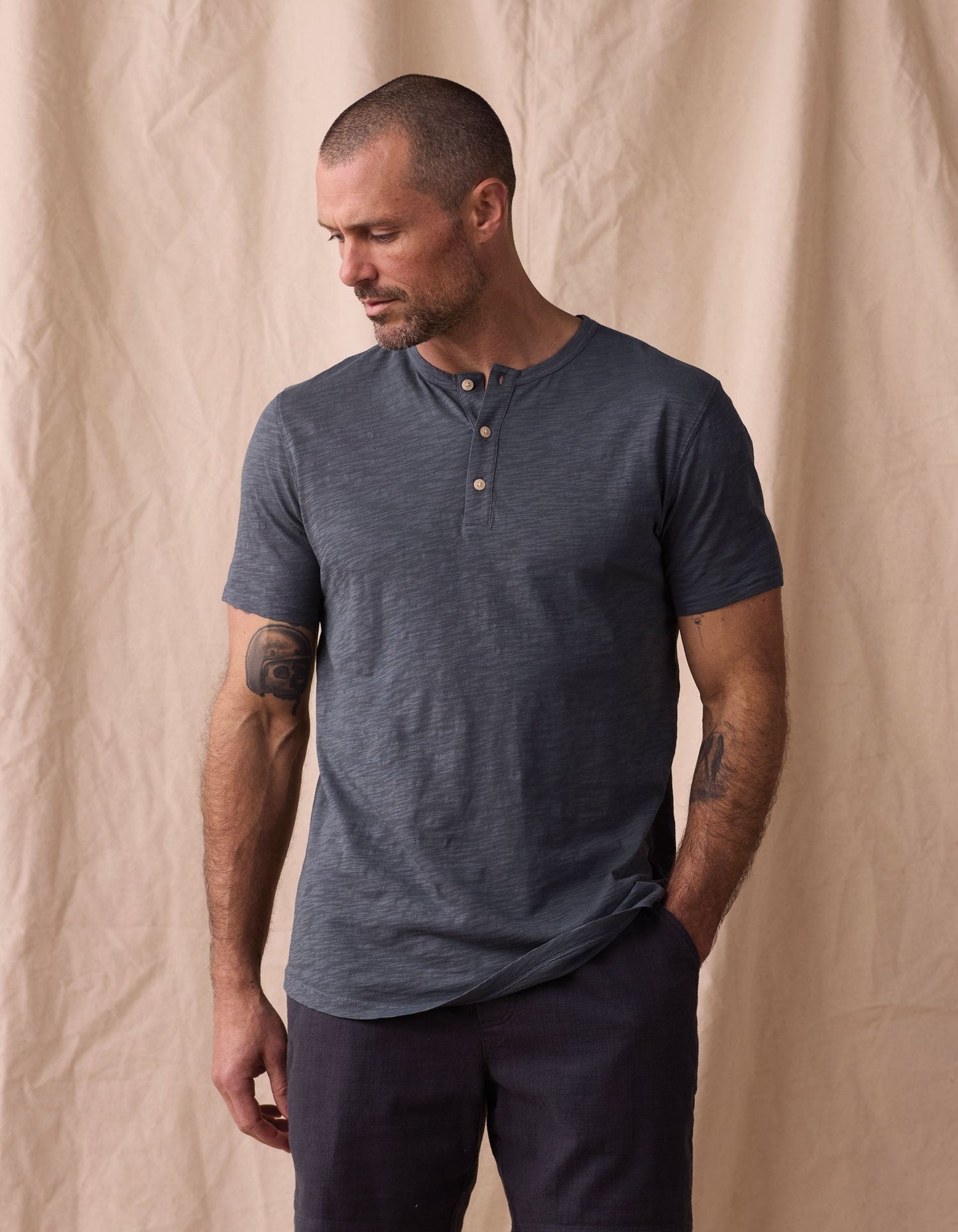 Vintage Slub Henley in Waterloo