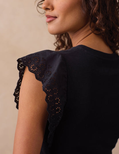 Marnie Eyelet Top in Black