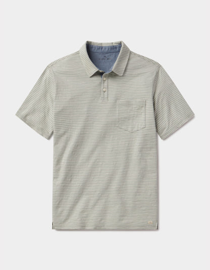 Vintage Slub Pocket Polo in Sea Glass Stripe