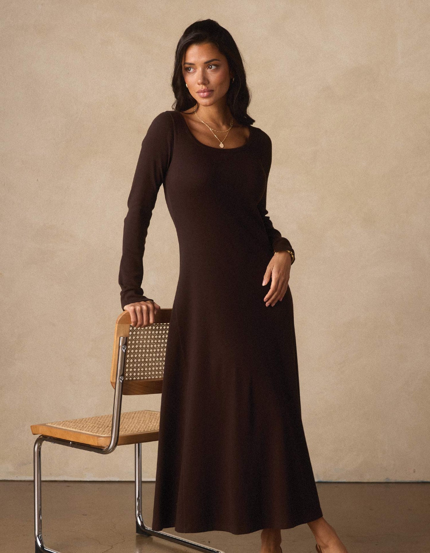 Normal Rib Long Sleeve Dress