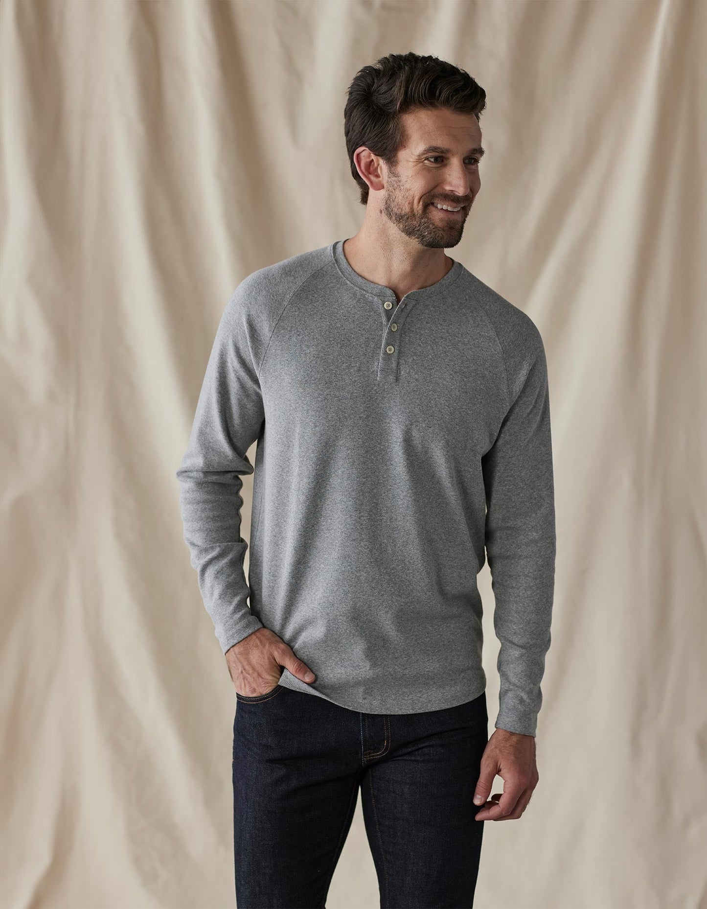 Puremeso Everyday Henley in Athletic Grey