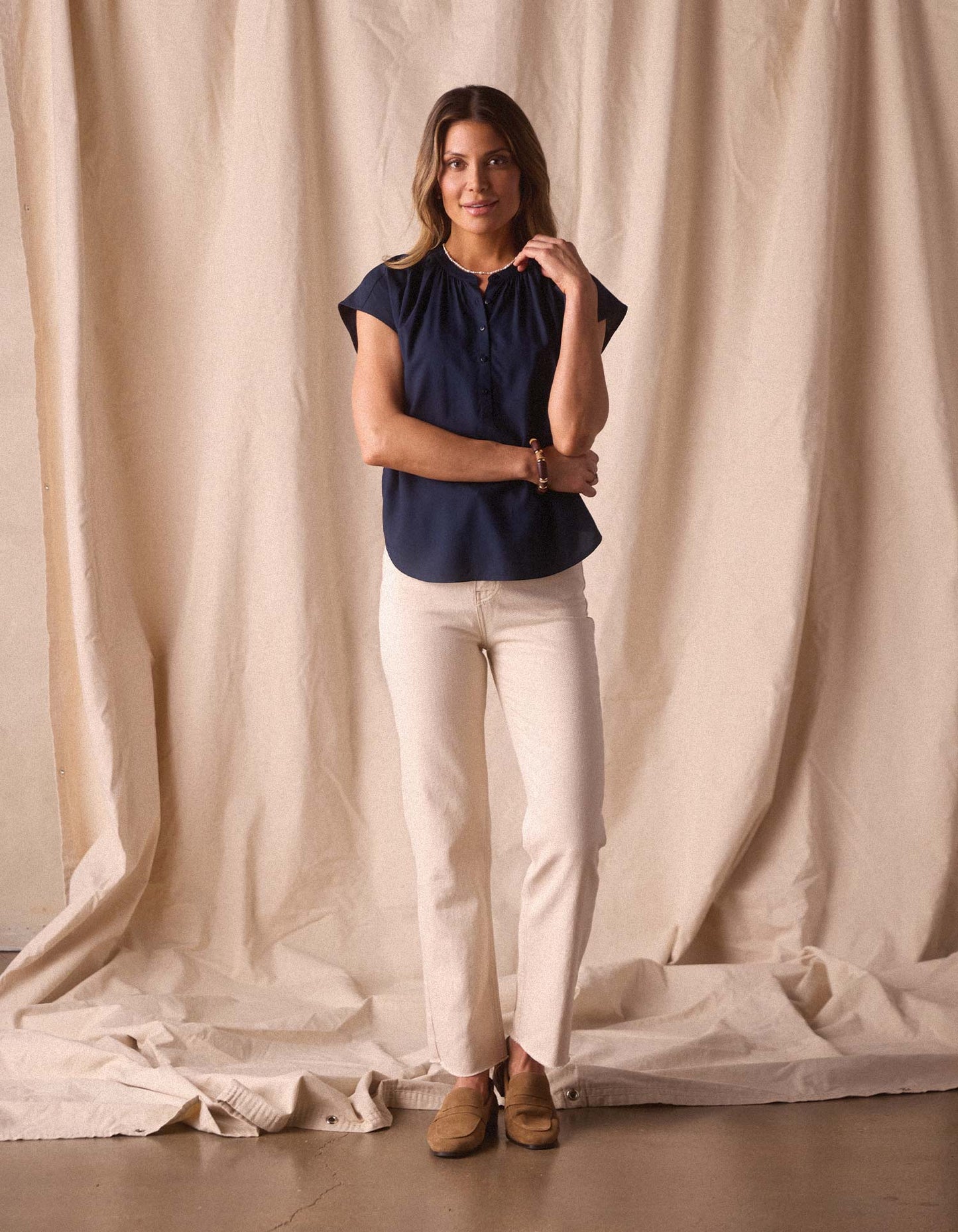Estella Blouse in Normal Navy
