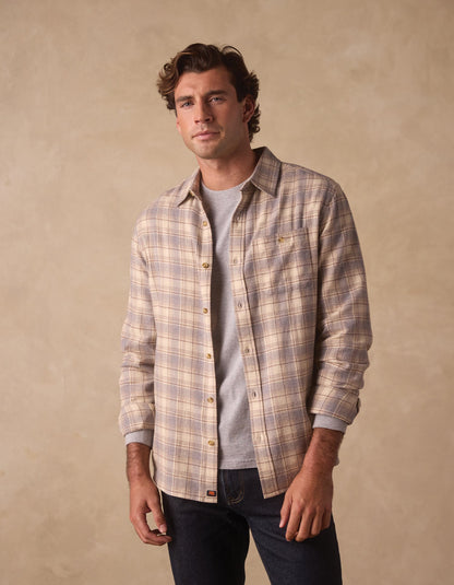 Hudson Double Brushed Flannel in Cream Plaid