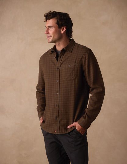 Hudson Double Brushed Flannel in Olive Plaid