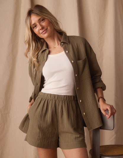Kalo Weekender Overshirt in Deep Sage