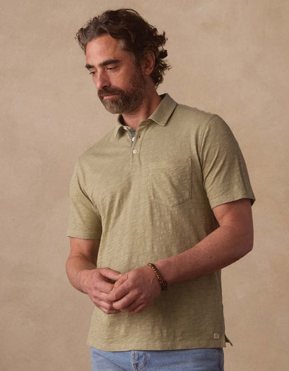 Vintage Slub Pocket Polo in Sage