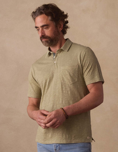 Vintage Slub Pocket Polo in Sage