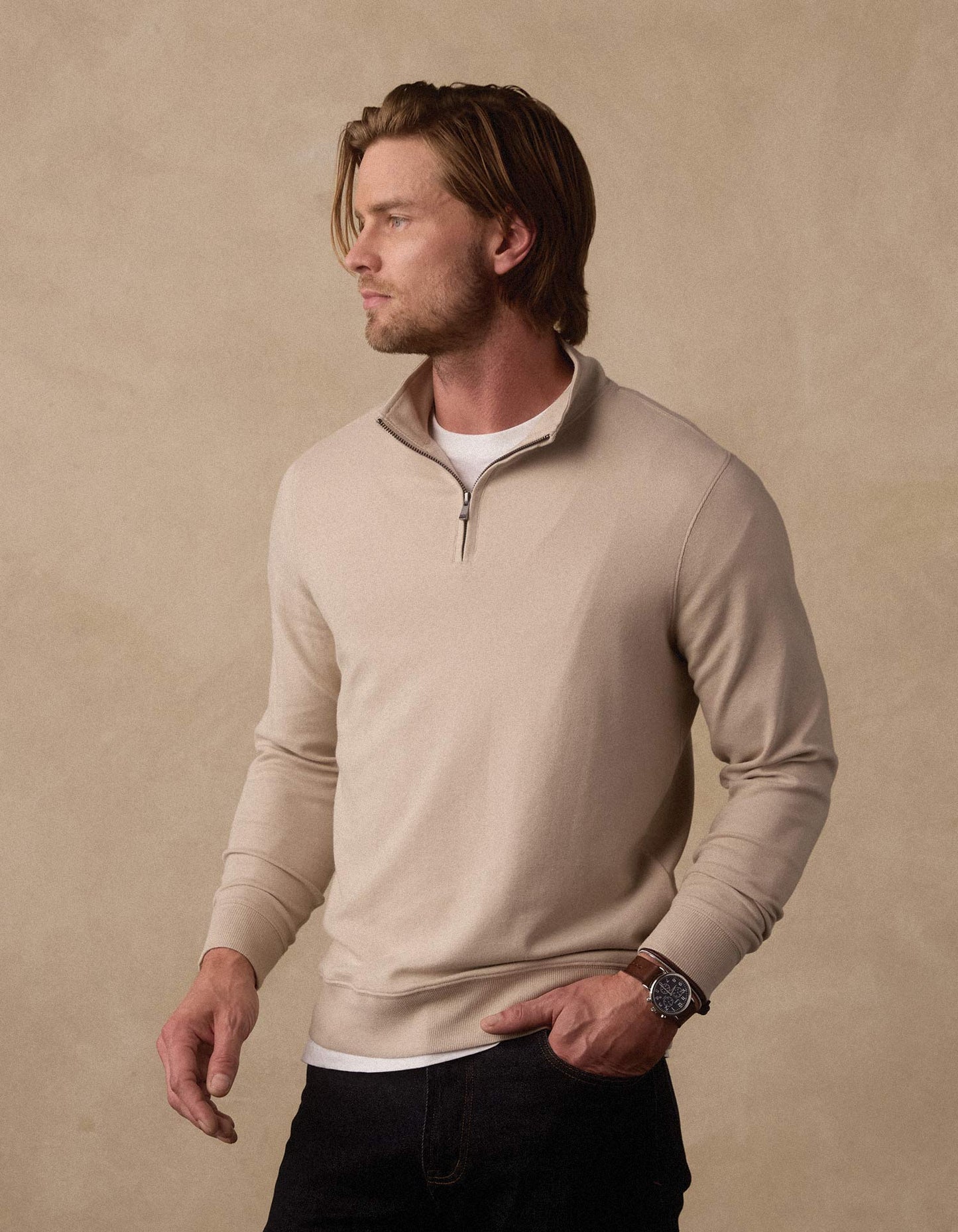 Puremeso Weekend Quarter Zip in Pumice