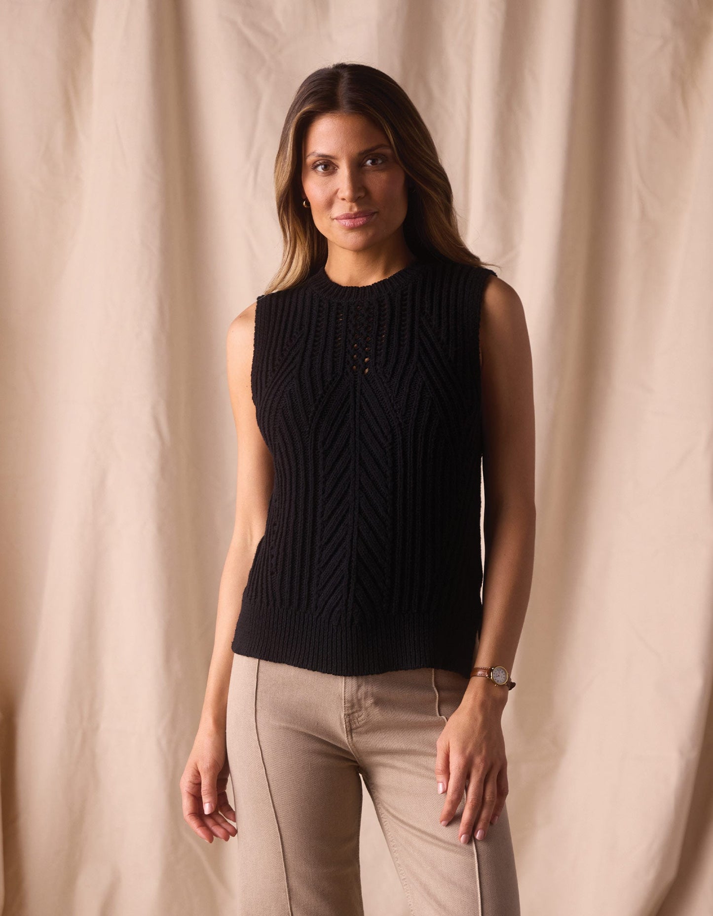 Adelaide Knit Hi-Neck Tank in Black