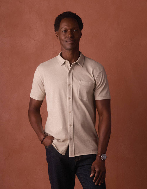 Normal Jersey Button Up in Pumice