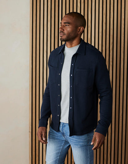 Loop Terry Button Up in Navy