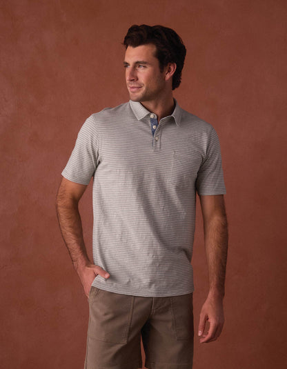 Vintage Slub Pocket Polo in Sea Glass Stripe