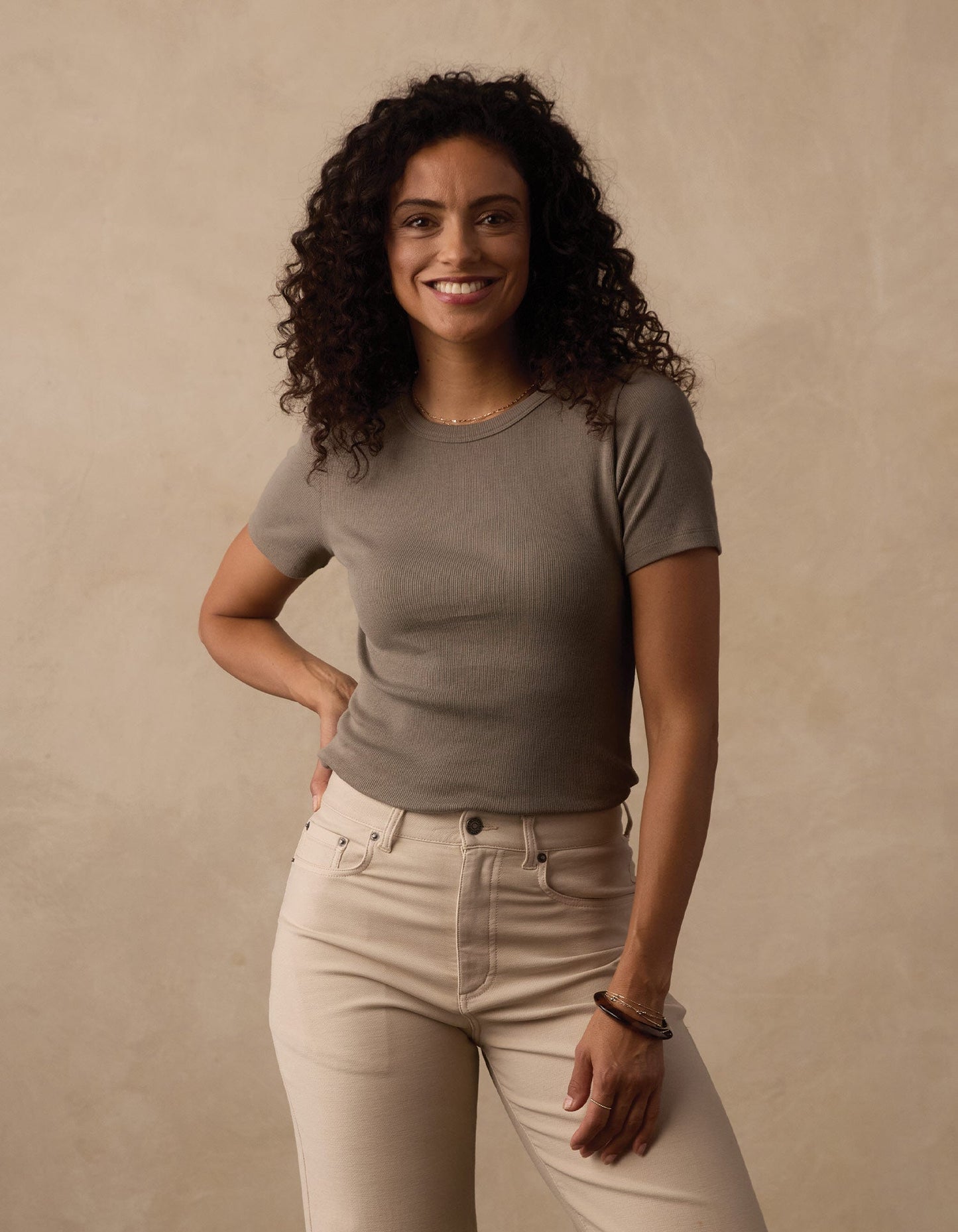 Normal Rib Tee in Moss