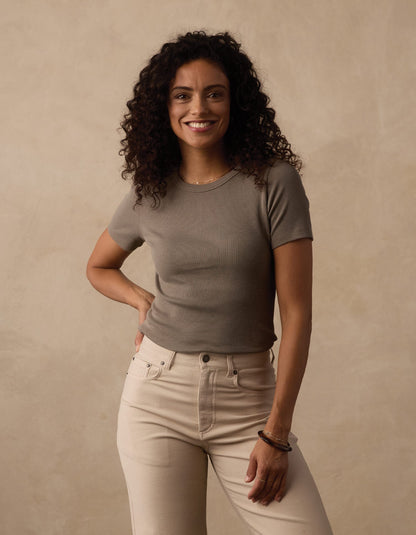 Normal Rib Tee in Moss