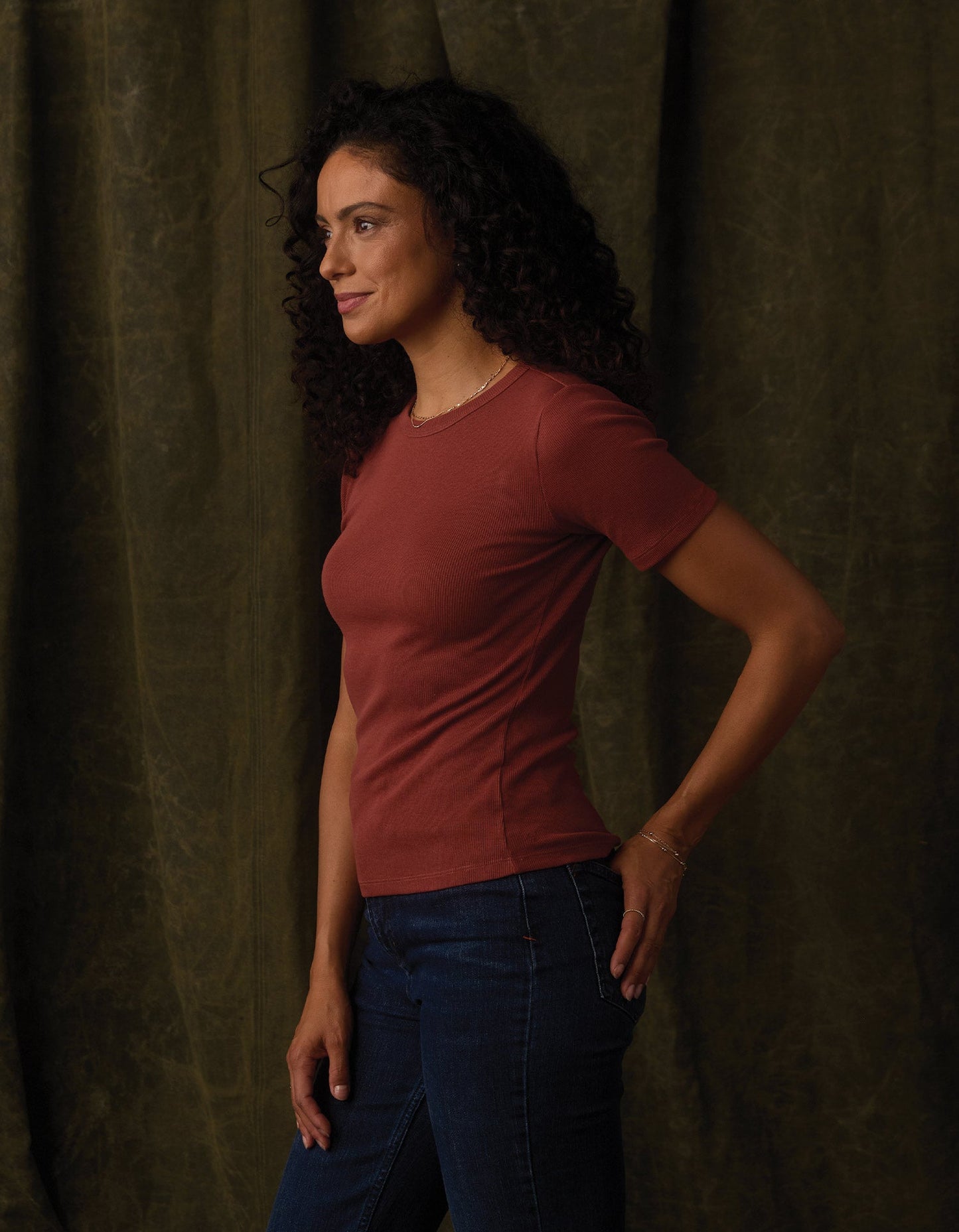 Normal Rib Tee in Cocoa