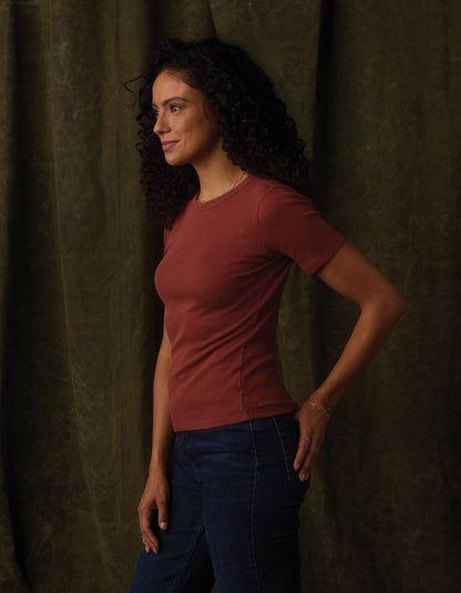 Normal Rib Tee in Cocoa