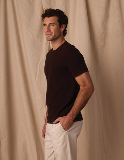 Driftknit Sweater Tee in Dark Brown