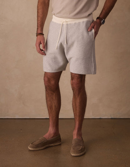 Robles Birdseye Knit Short in Cream/Grey