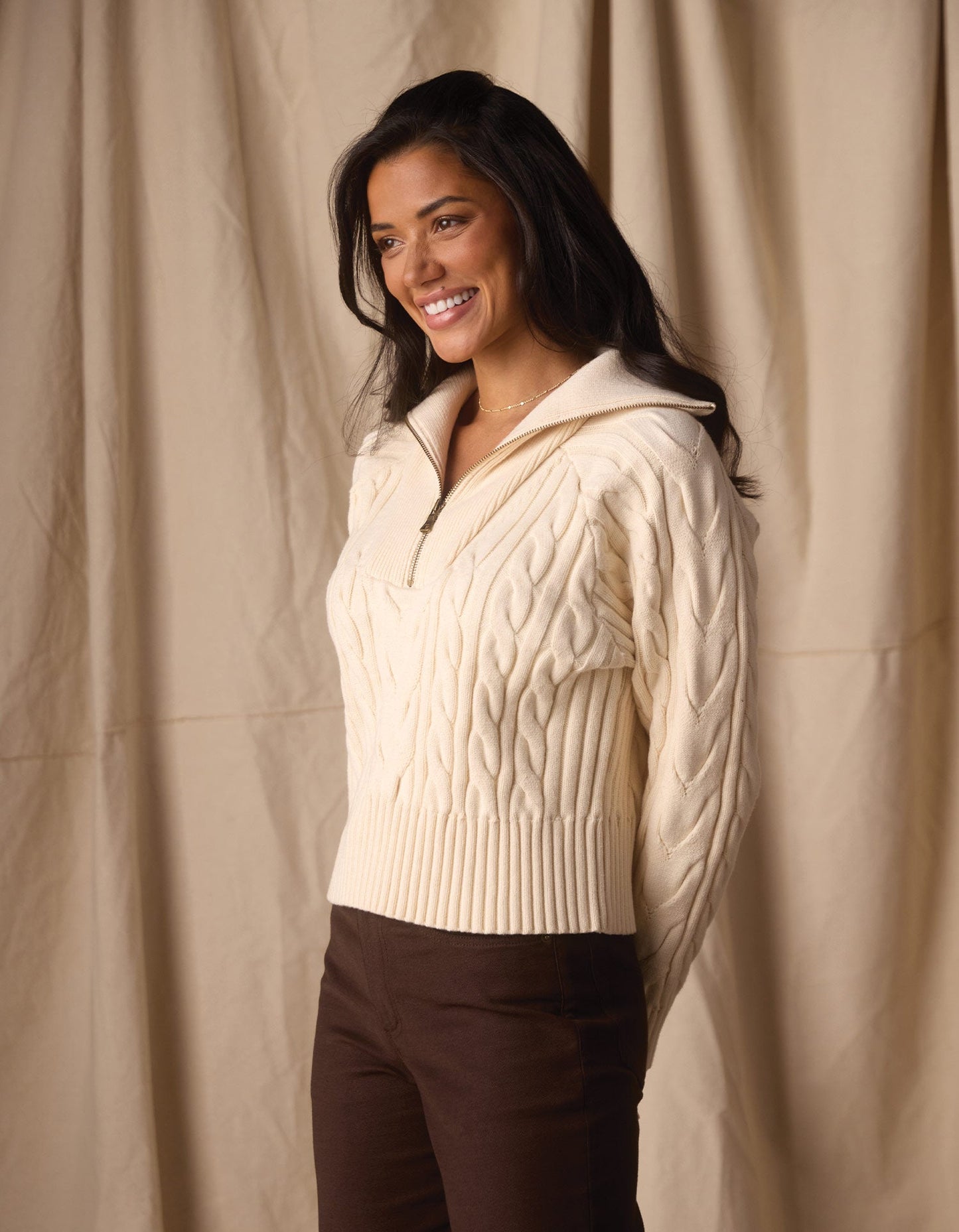 Lola Everyday Quarter Zip in Cream